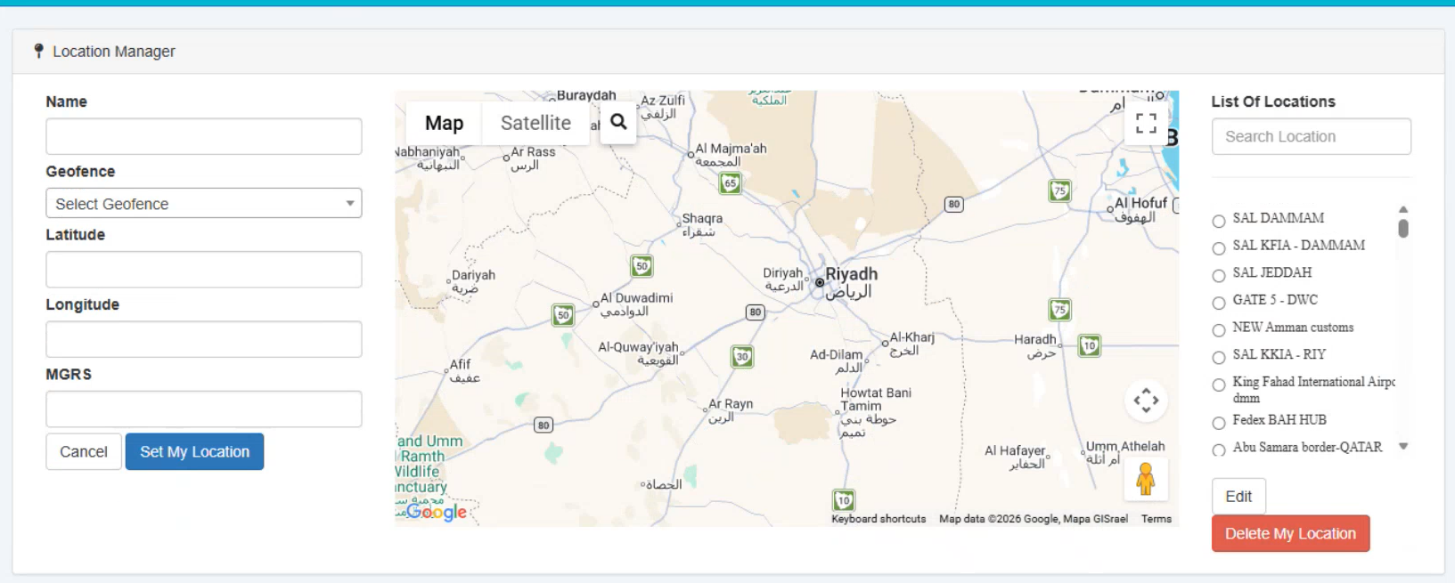 Location Manager — cramped form → map-first canvas — before