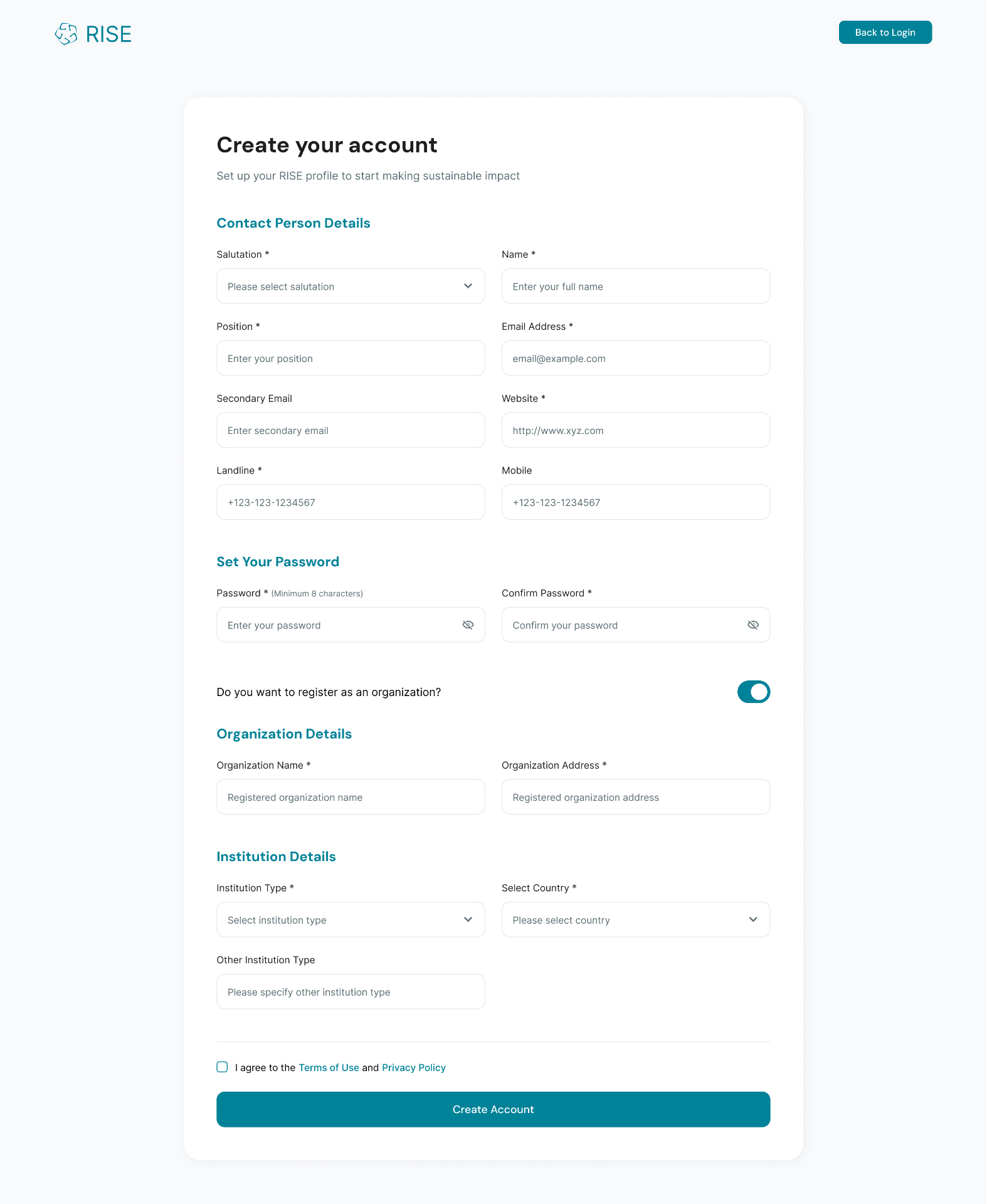 Register as an Organization