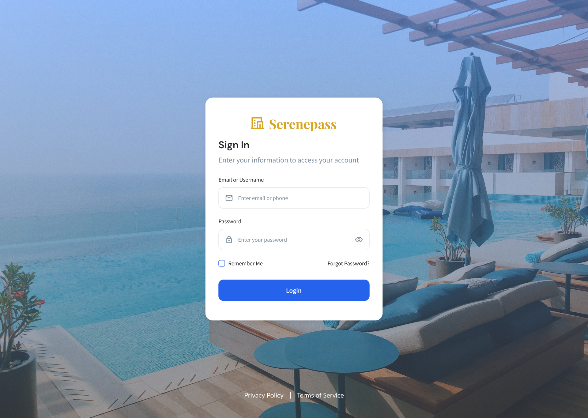 Login — Serenepass Admin Dashboard