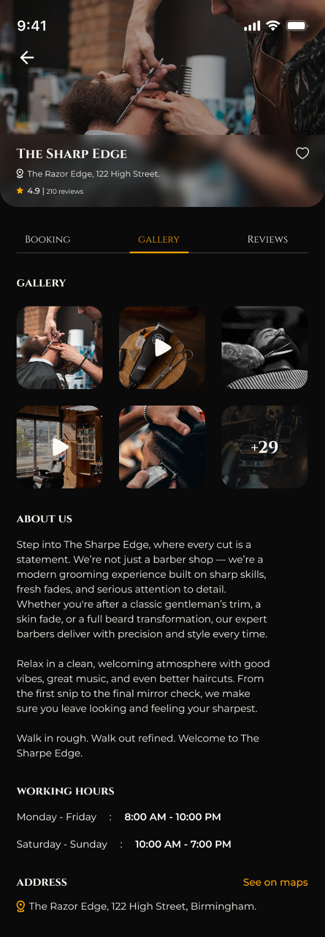 Gallery & About — Zulfy User App
